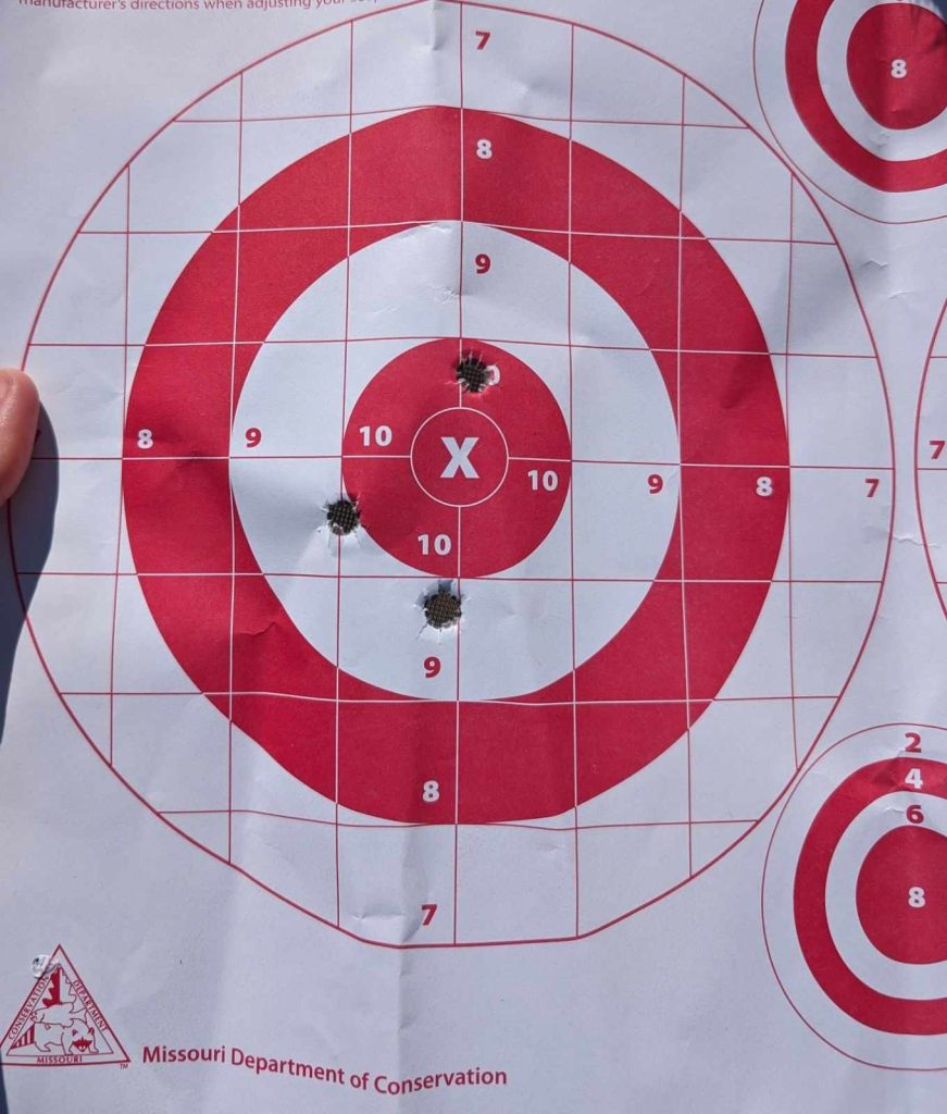 shooting target bullet holes sighting in