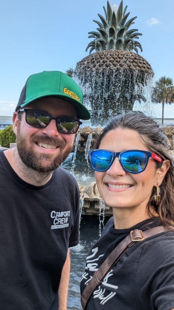 trevor and wife at pineapple fountain