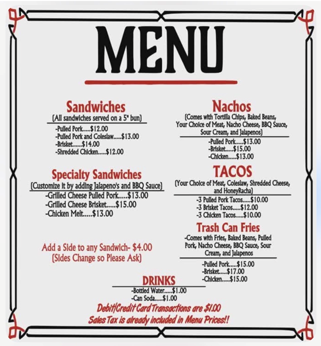 up in smoke menu